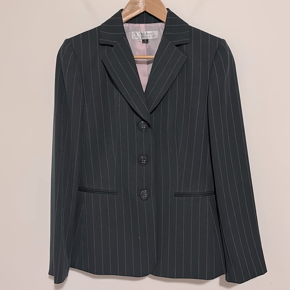Tahari Pink Pinstripe Blazer